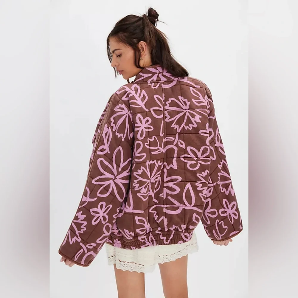 NWT Printed Dolman Quilted Knit Jacket~Chocolate Combo - Picture 1 of 4
